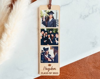Custom Graduation Bookmark, Custom Photo Bookmark, Photo Strip Bookmark, Personalized Wooden Bookmark, Laser Engraved Bookmark, Grad Gift