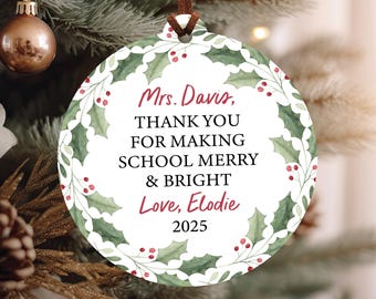 Custom Teacher Christmas Ornament, Teacher Quote Ornament, Teacher Holiday Ornament, Grade School Teacher Christmas Gift, Gift For Teacher