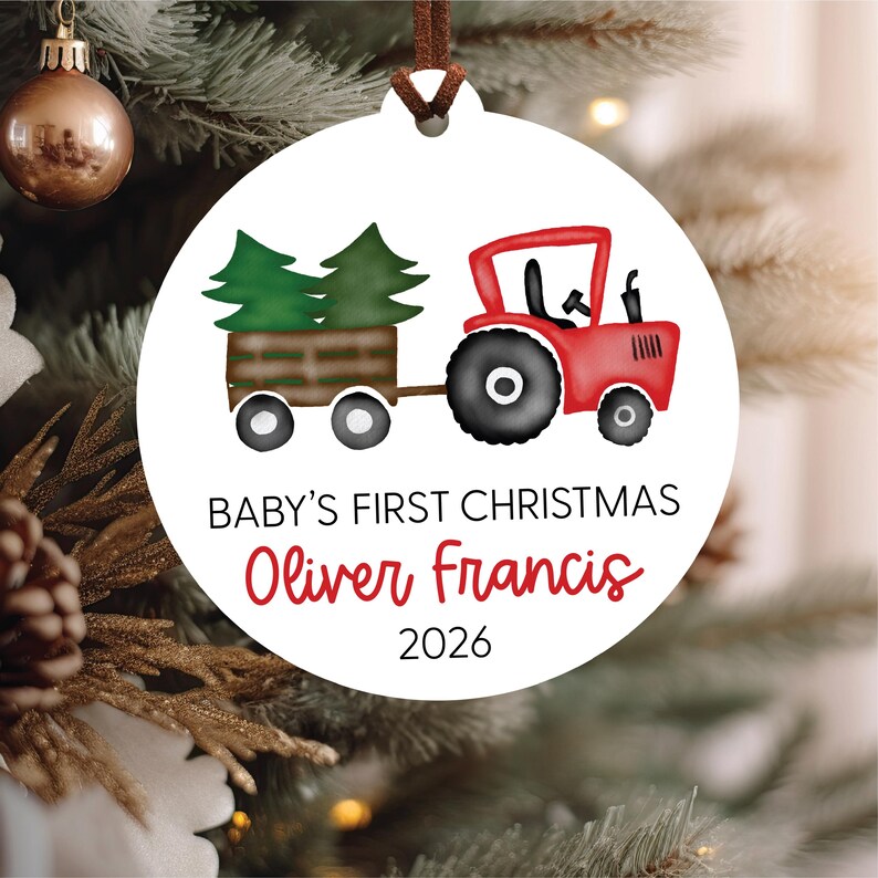 Baby's First Christmas Ornament 2026, Train Newborn Ornament 2026, Personalized Baby Christmas Ornament, Custom Holiday Ornament, Baby Gift image 2