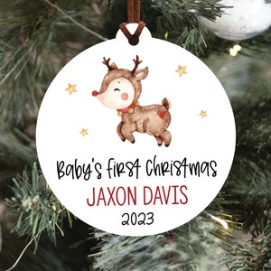 Baby's First Christmas Ornament, Personalized Baby Christmas Ornament, Custom Holiday Ornament, New Baby Christmas Gift, Rainbow Baby Gift image 2