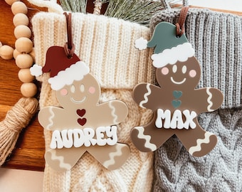 Personalized Christmas Stocking Tag, Gingerbread Stocking Tag, Acrylic Stocking Tag, Christmas Ornament With Name, 3D Christmas Ornament