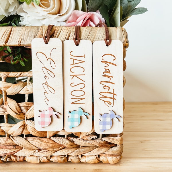 Easter Basket Tag, Personalized Easter Basket Tag, Custom Easter Tag, Wood Bunny Tag, Custom Bunny Tag, Personalized Name Tag, Easter Decor