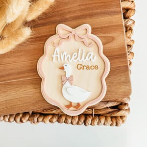 Goose Baby Name Sign, Baby Announcement Sign, Bow Birth Announcement Sign, Baby Name Announcement, Hospital Baby Sign, Baby Girl Name Sign