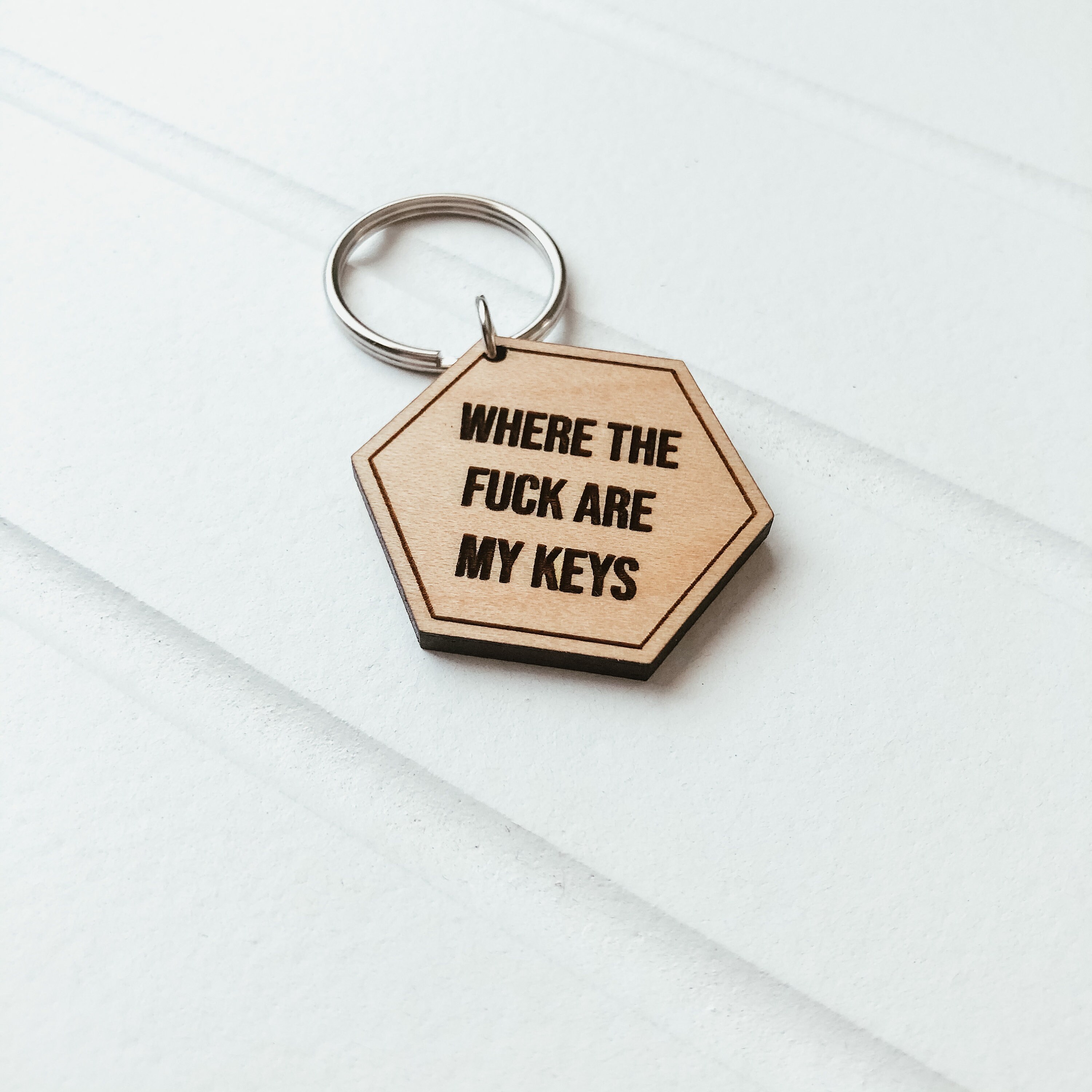 Where The Fuck Are My Keys Keychain Funny Keychain Hexagon Etsy