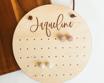 Personalized Wooden Earring Holder, Custom Stud Earring Organizer, Earring Hanger, Jewelry Organizer, Earring Storage, Kids Jewelry Holder