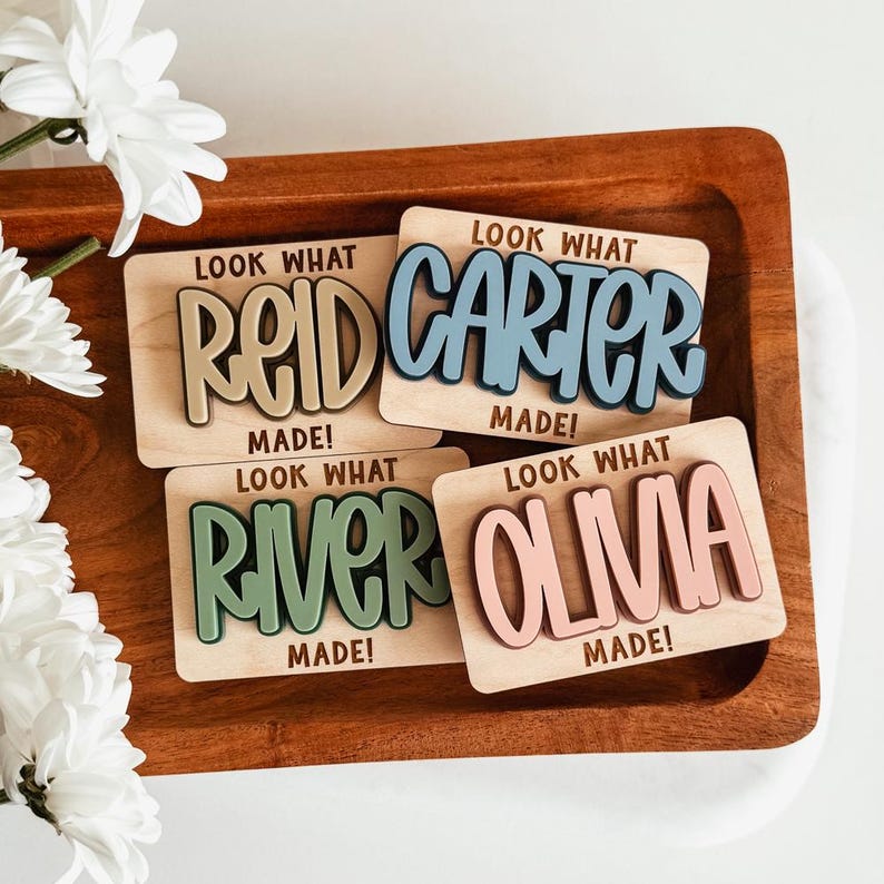 Reid Lettering Look What I Made Magnet, Kids Artwork Display Magnet, Personalized Name ...