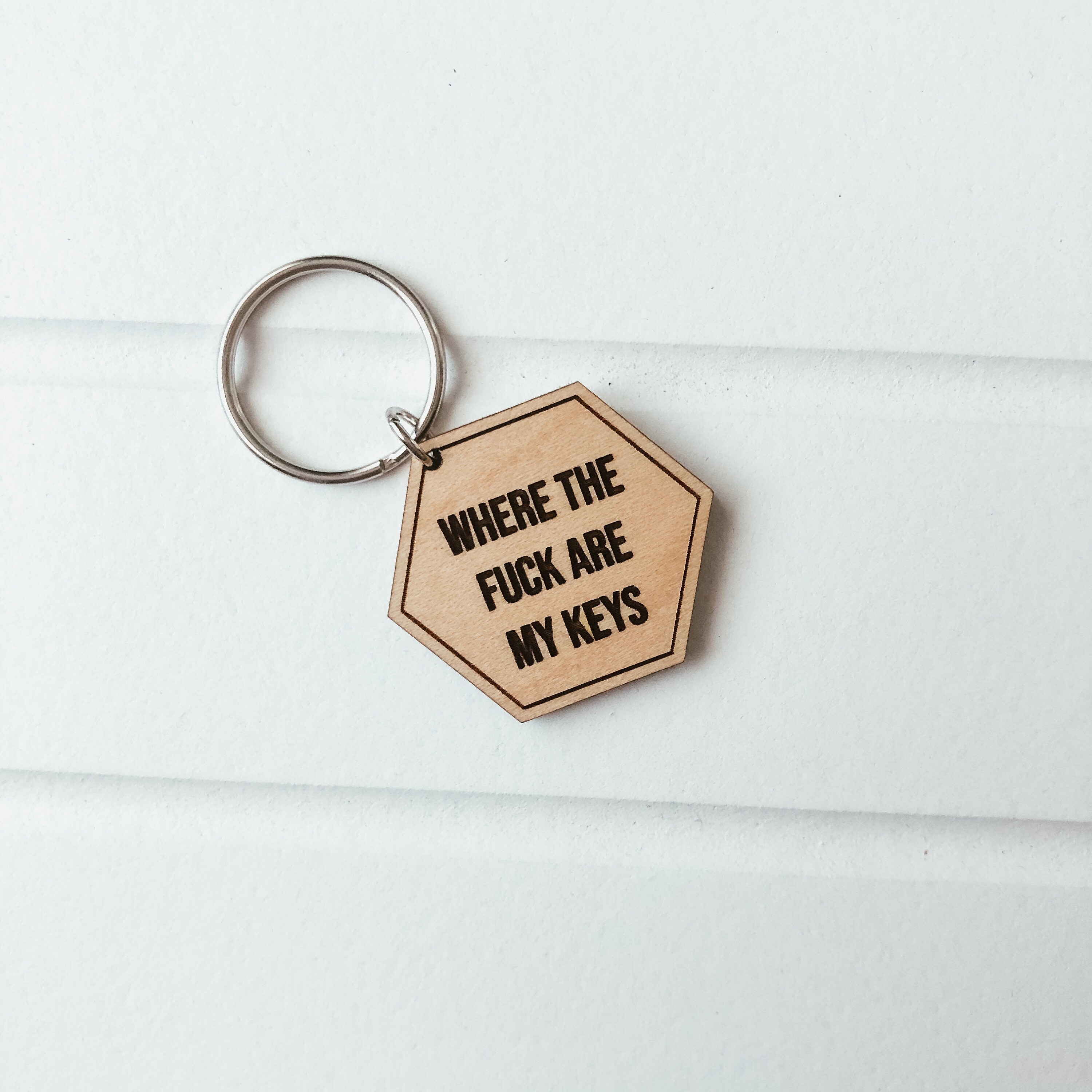 Where The Fuck Are My Keys Keychain Funny Keychain Hexagon Etsy