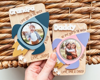 Fridge Photo Magnet, Custom Photo Magnet, Space Fridge Magnet, Dad Photo Magnet, Grandpa Photo Magnet, Picture Magnet, Photo Frame Magnet
