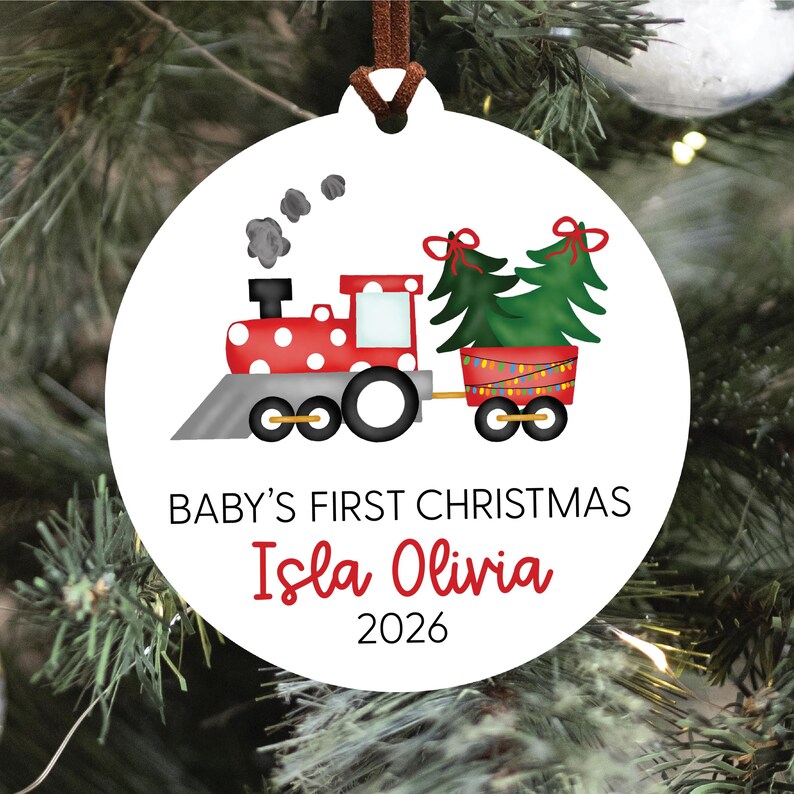 Baby's First Christmas Ornament 2026, Train Newborn Ornament 2026, Personalized Baby Christmas Ornament, Custom Holiday Ornament, Baby Gift Train