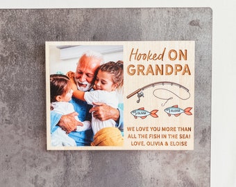 Custom Photo Magnet, Dad Photo Magnet, Grandpa Photo Magnet, Hooked On Daddy, Hooked On Grandpa, Custom Magnet, Father's Day Magnet