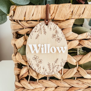 Easter Basket Tag, Personalized Easter Basket Tag, Custom Easter Tag, Wooden Easter Egg Tag, Personalized Easter Name Tag, Easter Gift Tag
