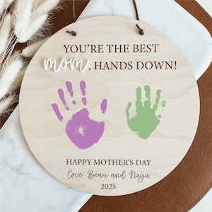DIY Handprint Sign, Personalized Handprint Sign, Hands Down Sign, Mother&#39;s Day DIY Sign, Mother&#39;s Day Sign, Mom Sign, Gift For Mom, DIY Sign