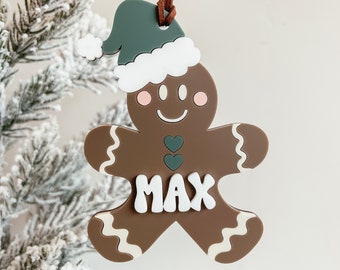 Personalized Christmas Stocking Tag, Gingerbread Stocking Tag, Acrylic Stocking Tag, Christmas Ornament With Name, 3D Christmas Ornament
