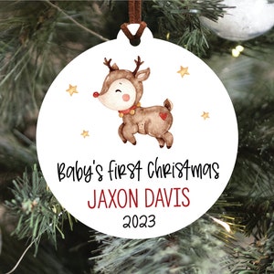 Baby's First Christmas Ornament, Personalized Baby Christmas Ornament, Custom Holiday Ornament, New Baby Christmas Gift, Rainbow Baby Gift image 1