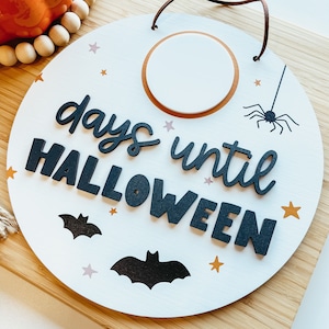 Halloween Countdown Sign, Mini Halloween Sign, Cute Halloween Sign, 3D Halloween Sign, Halloween Home Decor, Halloween Door Sign, Fall Sign image 2