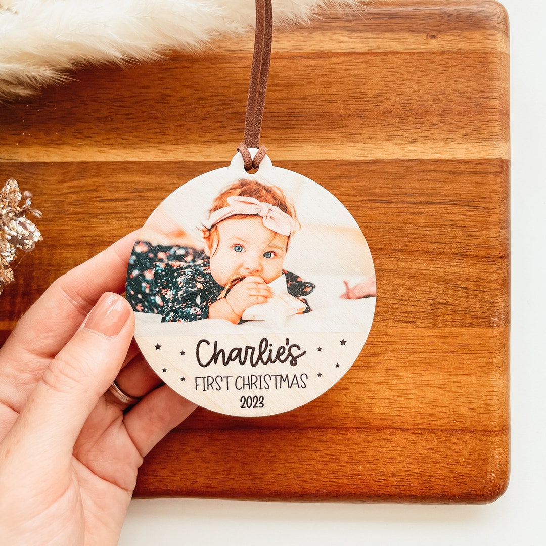 My First Christmas Wood Photo Ornament, Baby's First Christmas Ornament — free download