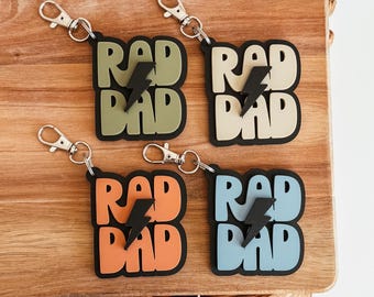 Rad Dad Lightning Bolt Keychain, Acrylic Dad Keyring, Trendy Father’s Day Gift, Acrylic Name Keychain, Dad Bag Charm, Dad Accessory