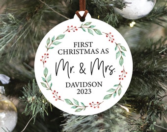 First Christmas As Mr. and Mrs. Ornament, 2023 Newlywed Christmas Ornament, Wedding Ornament, Newlywed Christmas Gift, Wedding Gift