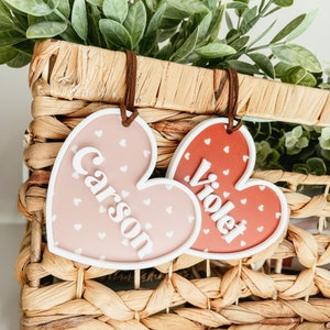 Valentine's Day Basket Tag, Personalized Valentine's Day Name Tag, Custom Basket Tag, Acrylic Heart Name Tag, Acrylic Heart Tag, Acrylic Tag image 4