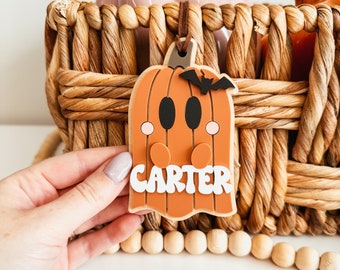Etiqueta de cesta de Halloween, etiqueta de fantasma 3D de acrílico, etiqueta de cesta de Halloween personalizada, etiqueta de temporada espeluznante, etiqueta con nombre