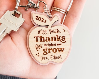 Custom Teacher Keychain, Teacher Apple Keychain, Teacher Name Keychain, Teacher Appreciation Gift, End Of Year Teacher Gift, Educator Gift