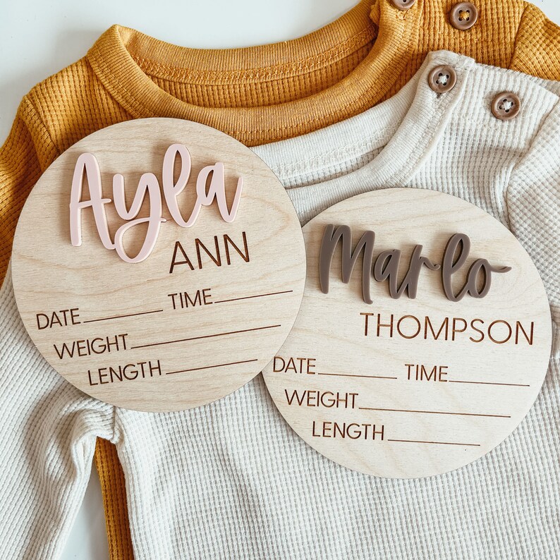 Wooden Birth Announcement, Birth Announcement Sign, Baby Name Sign, Hospital Newborn Photo Sign, Newborn Baby Photo Prop, Baby Shower Gift image 3