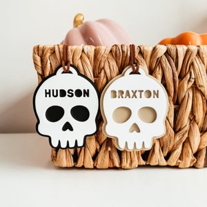 Boo Basket Tag, Halloween Basket Tag, Acrylic 3D Skull Tag, Personalized Boo Basket Tag, Custom Halloween Tag, Spooky Season Tag, Name Tag