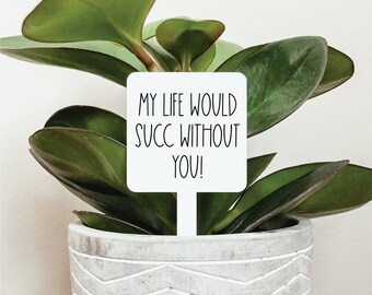 My Life Would Succ Without You Plant Stake, Succulent Plant Stake, Sign For Succulent, Garden Stake, Punny Plant Sign, Garden Stake Sign