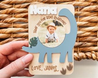 Fridge Photo Magnet, Custom Photo Magnet, Dinosaur Fridge Magnet, Mom Photo Magnet, Grandma Photo Magnet, Picture Magnet, Photo Frame Magnet