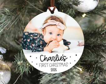 Baby's First Christmas 2025 Photo Ornament, Baby's First Christmas Ornament, 2025 Newborn Holiday Ornament, Stocking Stuffer, Shower Gift