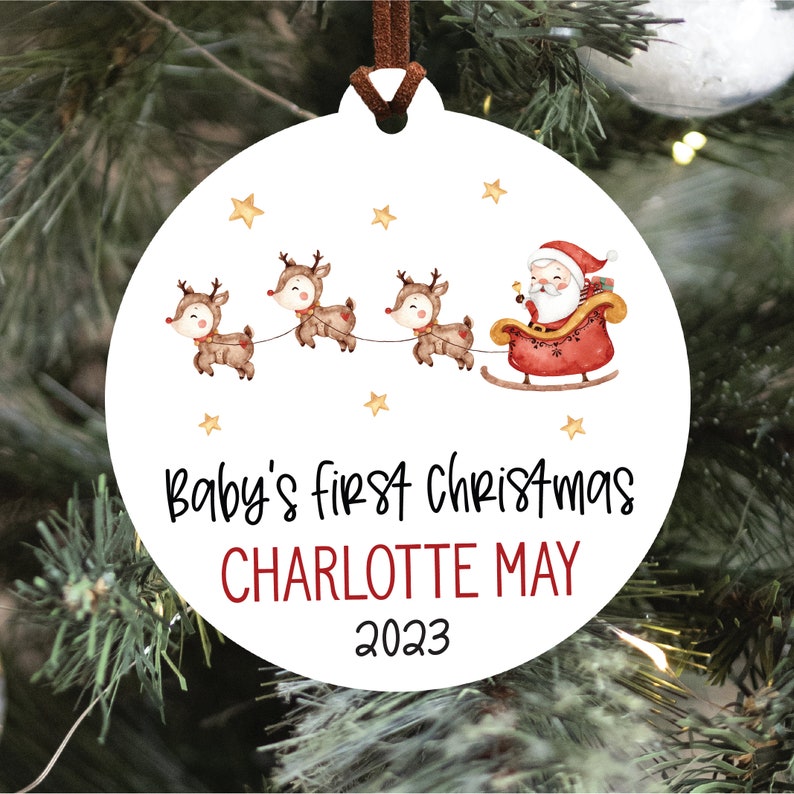 Baby's First Christmas Ornament, Personalized Baby Christmas Ornament, Custom Holiday Ornament, New Baby Christmas Gift, Rainbow Baby Gift image 6