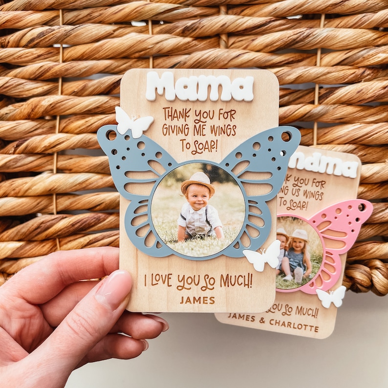 Fridge Photo Magnet, Custom Photo Frame Magnet, Butterfly Fridge Magnet, Mom Photo Magnet, Grandma Photo Magnet, Mother's Day Gift, Mom Gift image 6
