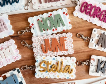 Acrylic Name Keychain, Backpack Name Keychain, Acrylic Bag Charm, 3D Name Keychain, Backpack Tag, Diaper Bag Tag, School Bag Tag