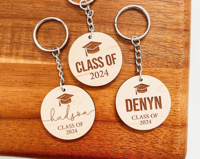 Class of 2024 Keychain, Graduation Keychain, Grad Keychain, Custom Graduation Gift, Personalized Graduation Gift, Custom Keychain, Keyring