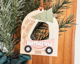 Kids Name Christmas Ornament 2025, Personalized Baby Christmas Ornament, Car Ornament, Custom Name Ornament, 3D 2025 Name Ornament