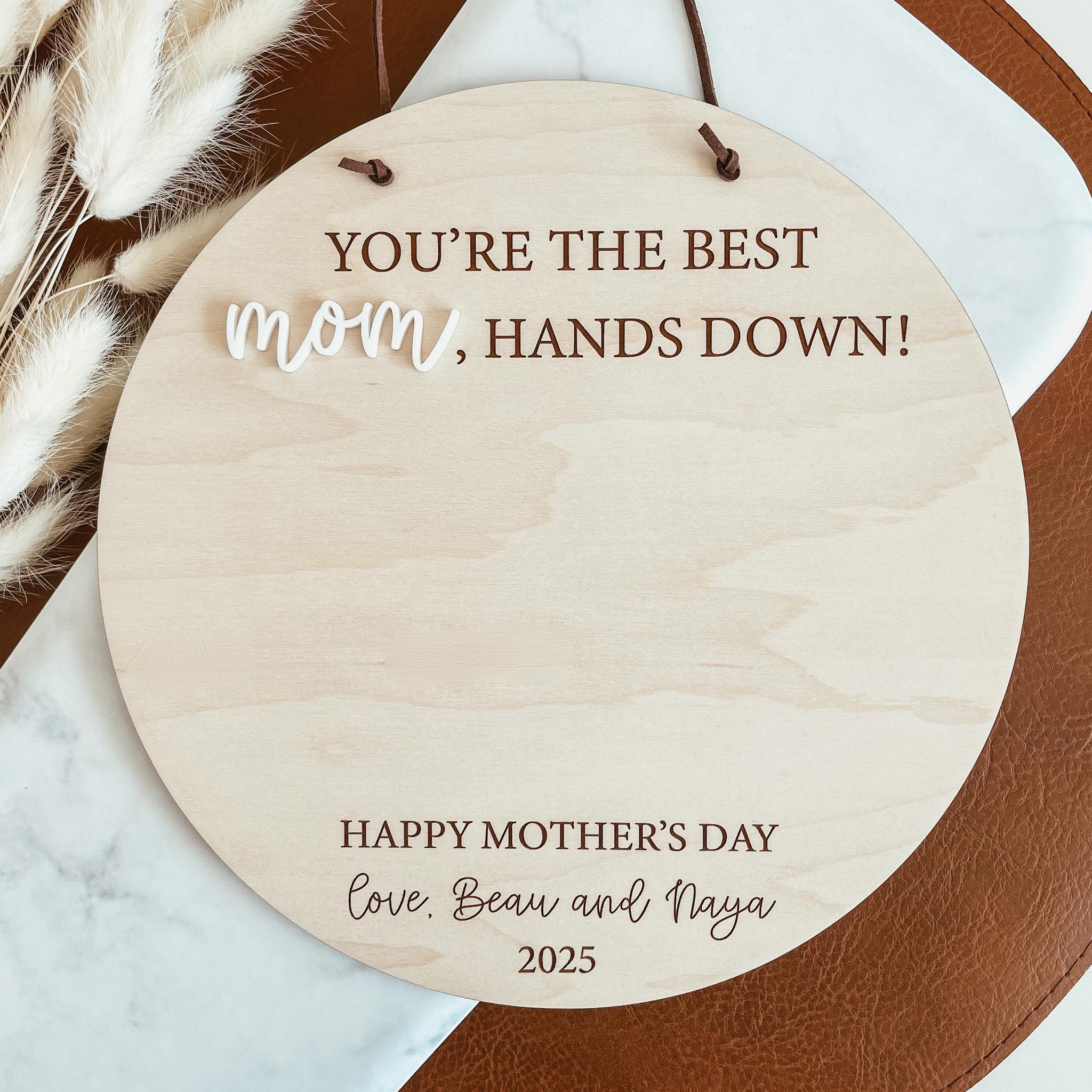Mom Sign Off DIY Handprint Sign, Personalized Handprint Sign, Hands Down Sign ...