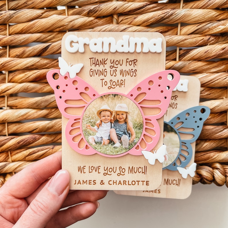 Fridge Photo Magnet, Custom Photo Frame Magnet, Butterfly Fridge Magnet, Mom Photo Magnet, Grandma Photo Magnet, Mother's Day Gift, Mom Gift image 5