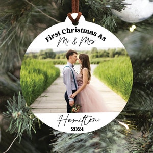 Newlywed Christmas Ornament with Photo 2024, First Christmas Married Ornament, First Christmas As Mr. And Mrs. Ornament, Newlywed Gift