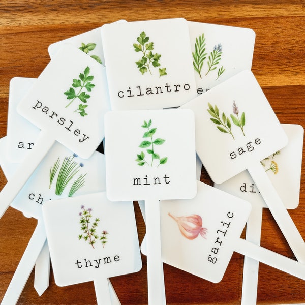 Herb Garden Stakes, Herb Plant Markers, Herb Garden Labels, Herb Garden Markers, Garden Labels, Acrylic Garden Stakes, Gift For Gardeners