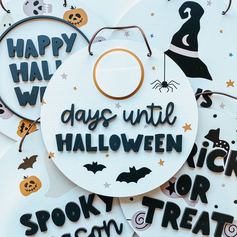 Halloween Countdown Sign, Mini Halloween Sign, Cute Halloween Sign, 3D Halloween Sign, Halloween Home Decor, Halloween Door Sign, Fall Sign image 4