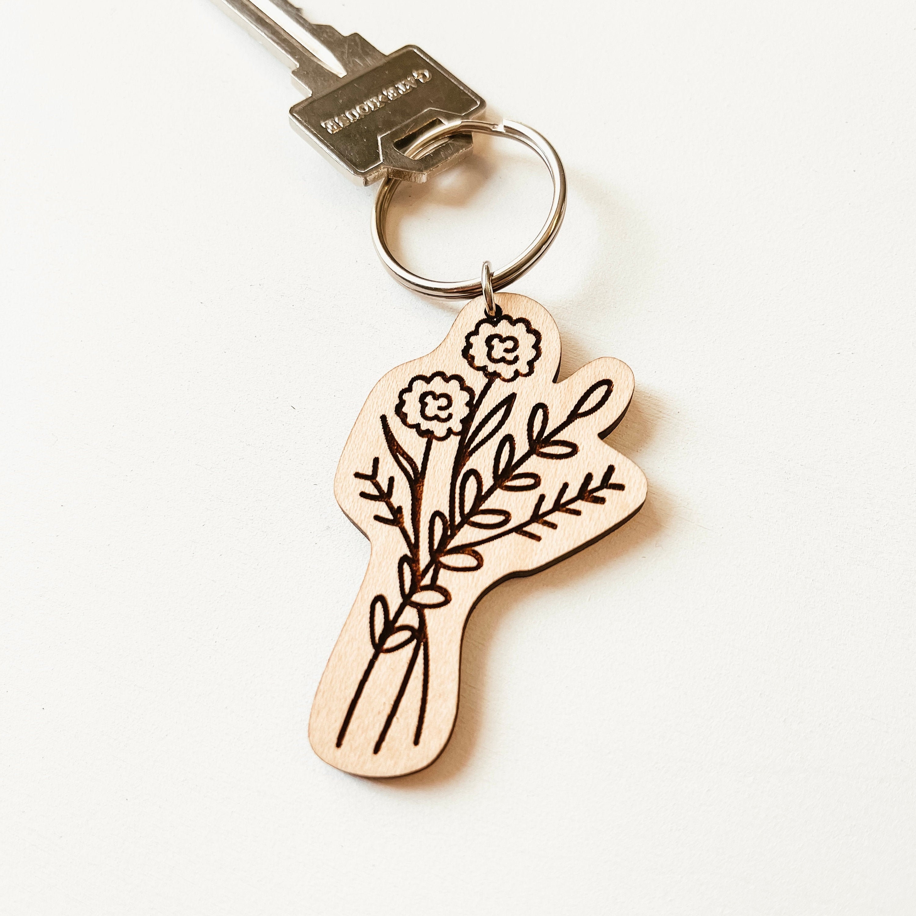 Wildflower Keychain, Flower Keychain, Floral Keychain, Wooden