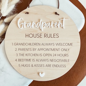 Grandparent House Rules Sign, Grandparent Sign, Grandparent Wood Sign, Grandparent Mini Sign, Wooden Pennant Sign, 3D Grandparent Sign