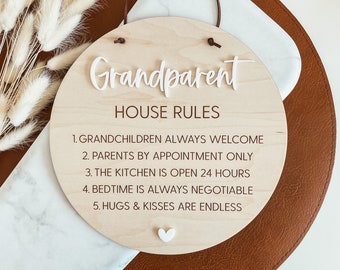 Grandparent House Rules Sign, Grandparent Sign, Grandparent Wood Sign, Grandparent Mini Sign, Wooden Pennant Sign, 3D Grandparent Sign