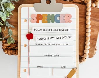 Personalized First Day of School Sign, First and Last Day School Board, Custom Back to School Photo Prop, Floral School Milestone Sign