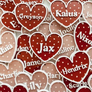 Valentine's Day Basket Tag, Personalized Valentine's Day Name Tag, Custom Basket Tag, Acrylic Heart Name Tag, Acrylic Heart Tag, Acrylic Tag image 7