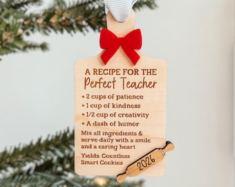 Teacher Recipe Christmas Ornament, Teacher Appreciation Gift, Teacher Quote Ornament, Teacher Christmas Gift, Holiday Gift For Teacher