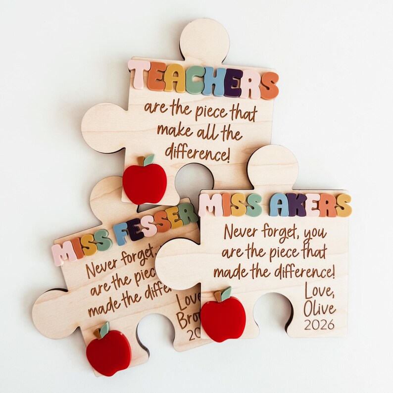 Personalized Teacher Puzzle Piece Magnet, Teacher Appreciation Gift ...