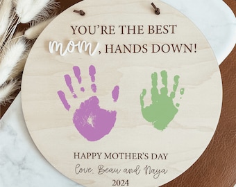 DIY Handprint Sign, Personalized Handprint Sign, Hands Down Sign, Mother's Day DIY Sign, Mother's Day Sign, Mom Sign, Gift For Mom, DIY Sign