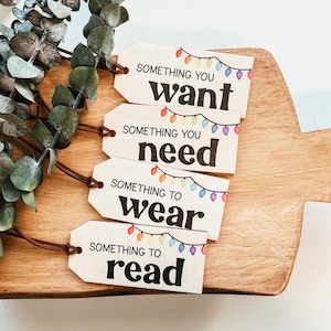Mindful Gifting Christmas Tags, Want Need Wear Read Gift Tags, Reusable Christmas Gift Tags, Reusable Gift Tags, Reusable Holiday Gift Tags
