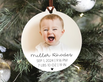 Baby's First Christmas Photo Ornament, Birth Statistics Holiday Ornament, My First Christmas Photo Ornament, New Baby Christmas Ornament